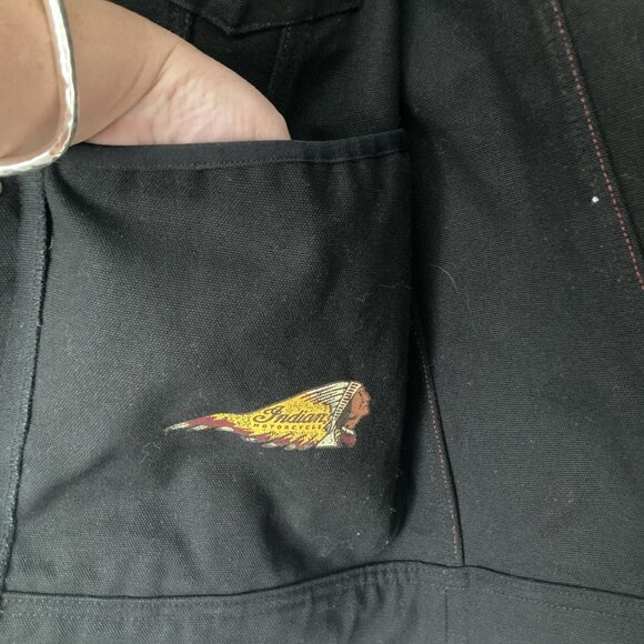 Indian Motorcycle Men's Heavy Canvas Vest Black Medium Button Up (Ex. Cond.) - Picture 15 of 15